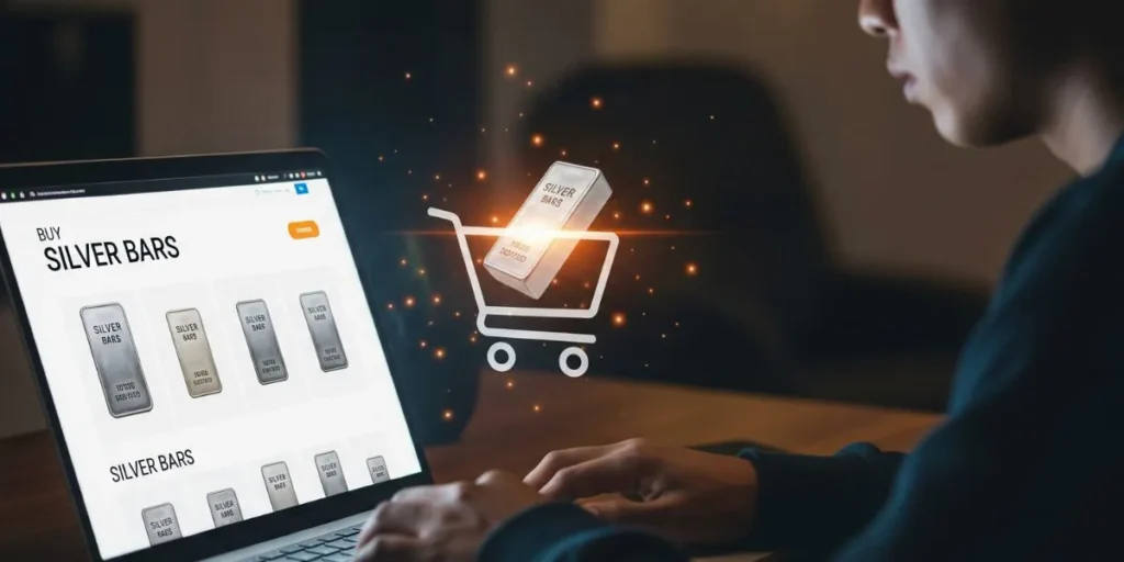 نمایی از نحوه خرید شمش نقره.