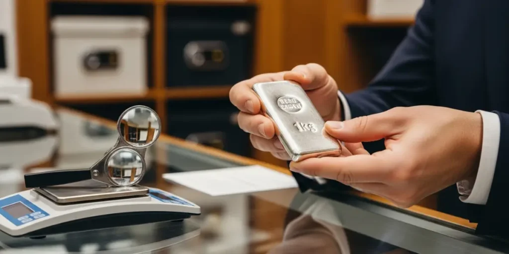 بررسی اصالت و وزن هنگام خرید شمش نقره از صرافی و بازار