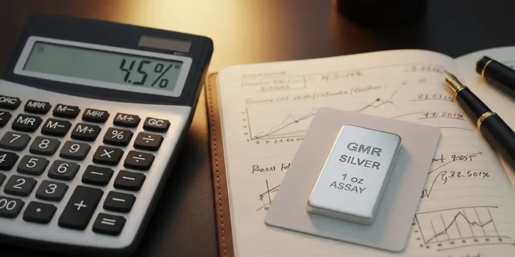 محاسبه درصد کارمزد شمش نقره با ماشین‌حساب