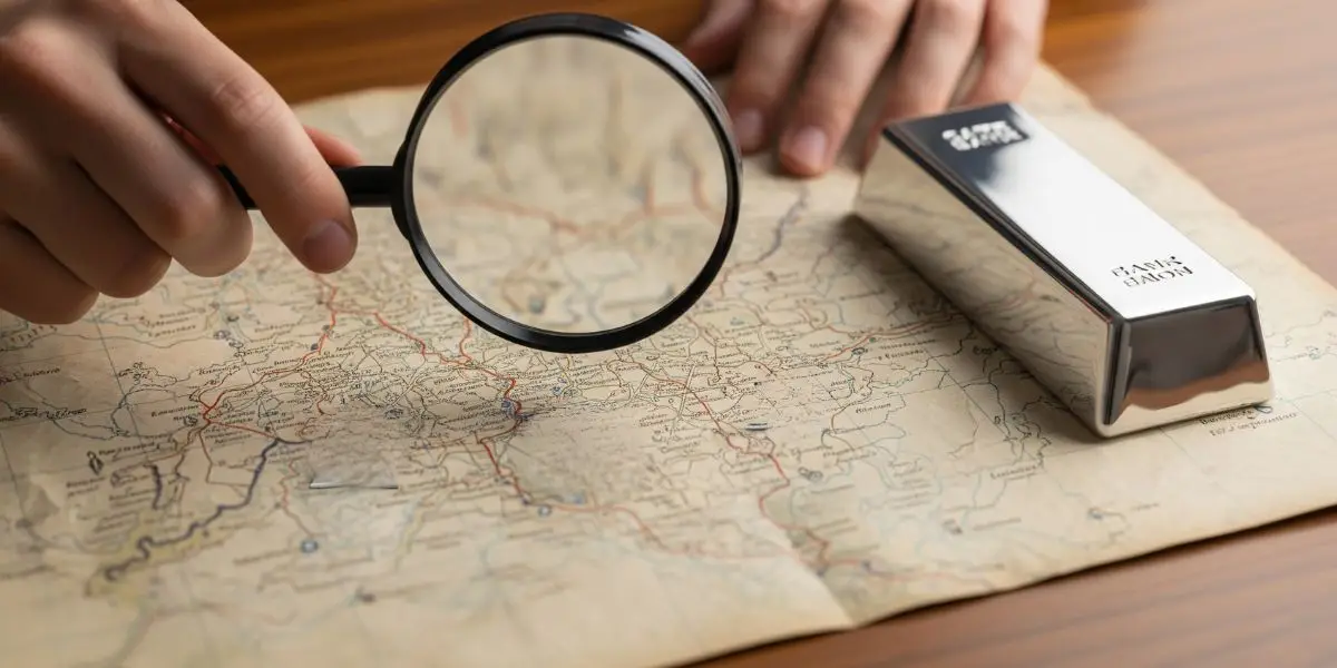 شخصی برای پاسخ به سوال از کجا شمش نقره بخریم، در حال بررسی نقشه است.