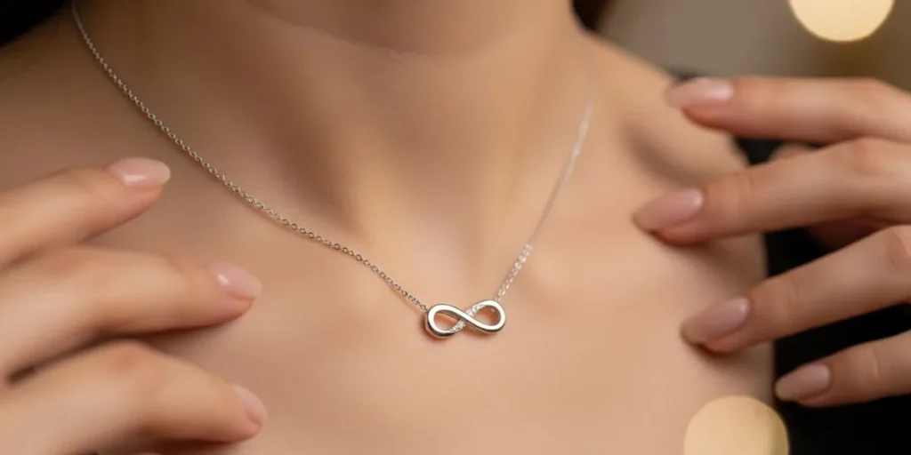  عکس گردنبند نقره زنانه مدل آویزدار بی‌نهایت