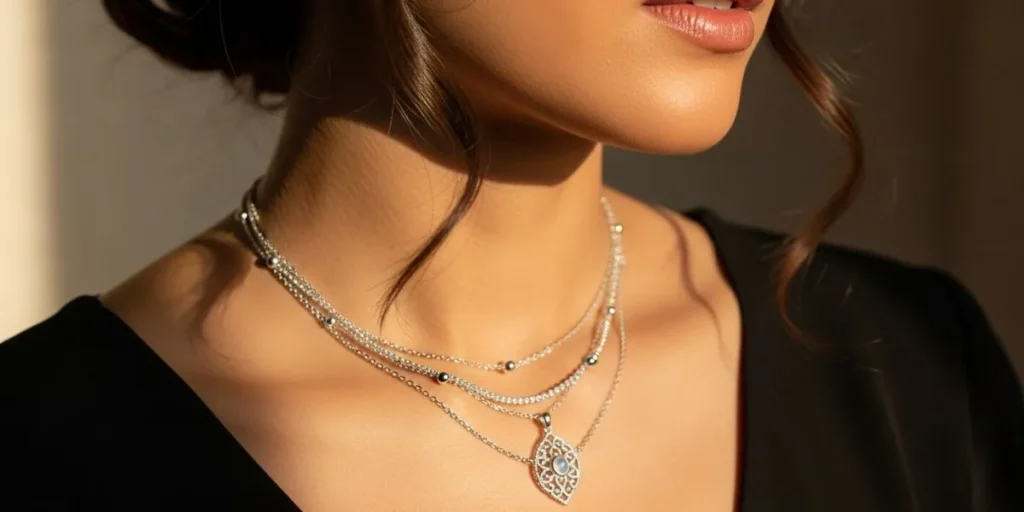 مدل گردنبند نقره زنانه چندلایه