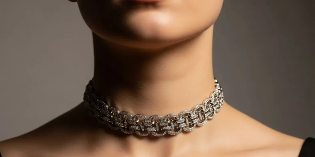 گردنبند نقره زنانه ضخیم چوکر