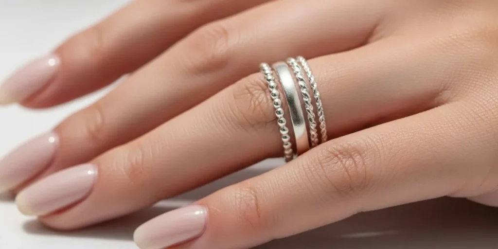 ست حلقه‌های چندلایه، نمادی از انگشتر نقره دخترانه ترند
