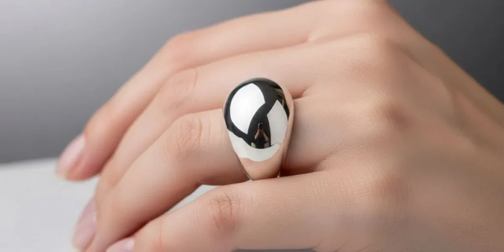 انگشتر نقره جدید زنانه با طرح گنبدی صیقلی