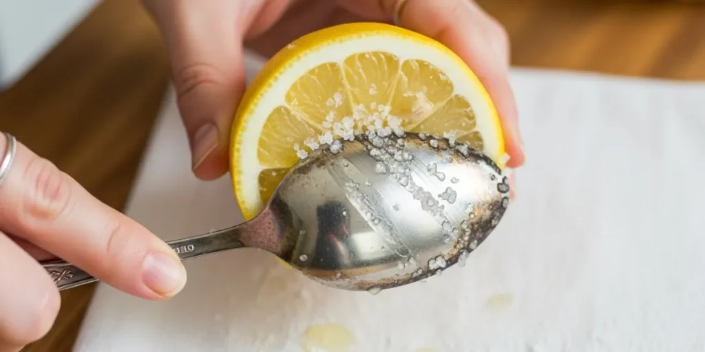 براق كردن نقره و قاشق‌های کدر با استفاده از لیمو و نمک
