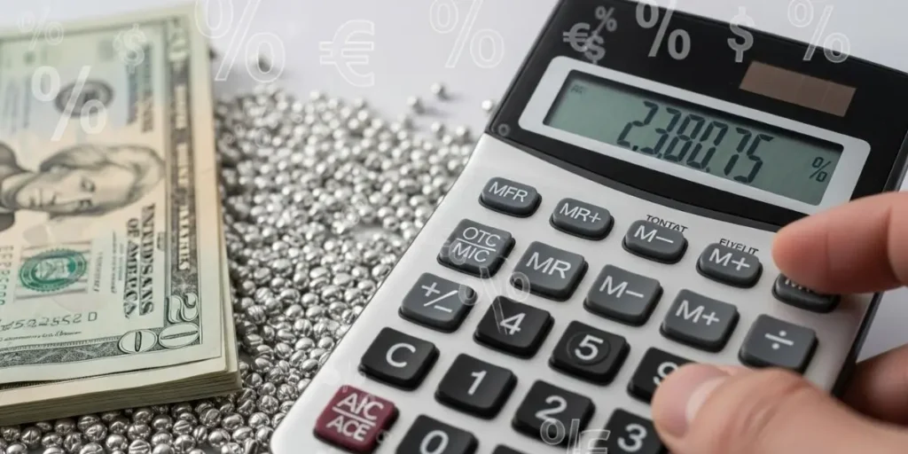 نحوه محاسبه کارمزد ساچمه نقره با ماشین حساب در کنار دلار و ساچمه های نقره