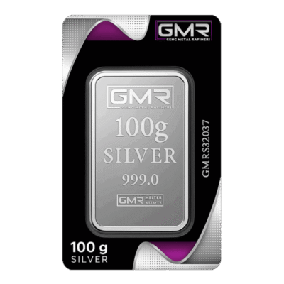 شمش نقره ۱۰۰ گرمی gmr عیار 999