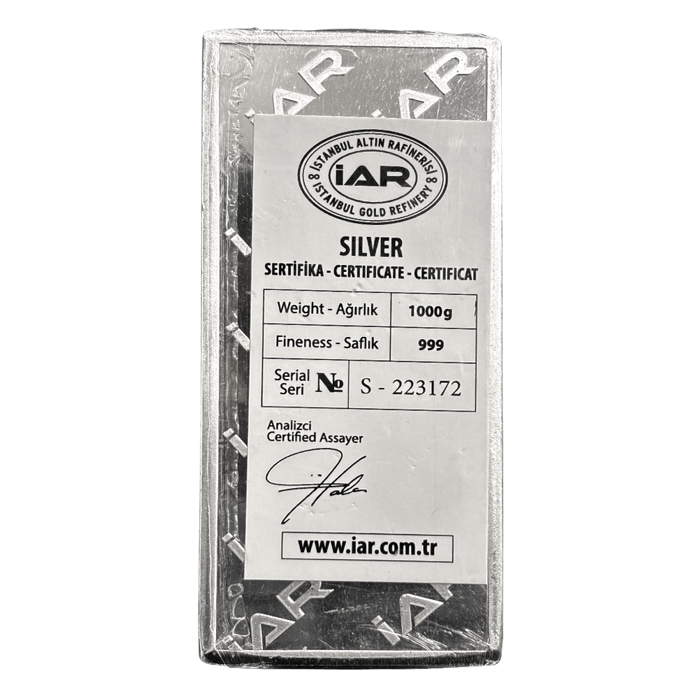 گواهی شمش نقره 1 کیلوگرمی IAR