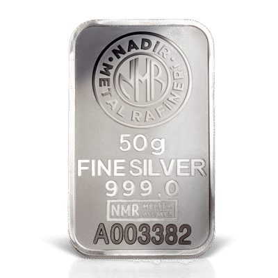 شمش نقره 50 گرمی نادیر عیار 999