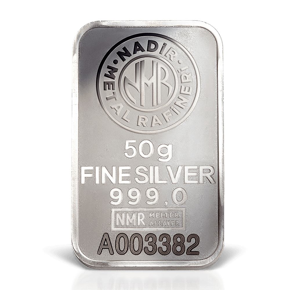 شمش نقره 50 گرمی نادیر عیار 999