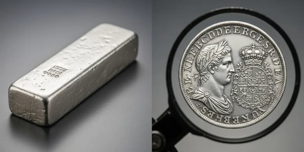 بررسی دقیق تفاوت شمش و سکه نقره از نظر اجرت ساخت و ظرافت طراحی زیر ذره‌بین.