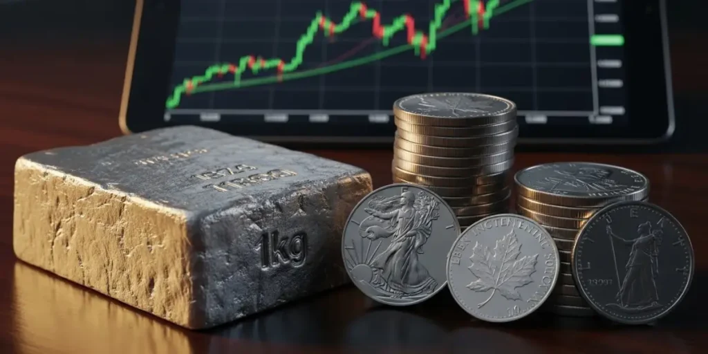 تحلیل نمودار رشد سرمایه‌گذاری روی سکه یا شمش و مقایسه بازدهی آن‌ها در بازار بورس.