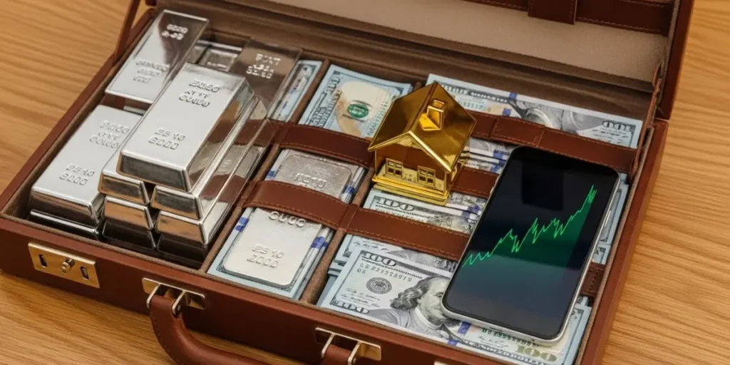 چند درصد سبد سرمایه‌گذاری را نقره اختصاص دهیم و چقدر نقره در کنار دلار/املاک/بورس داشته باشیم.